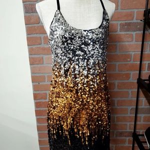 Maner ombré silver gold and black dress. Size L